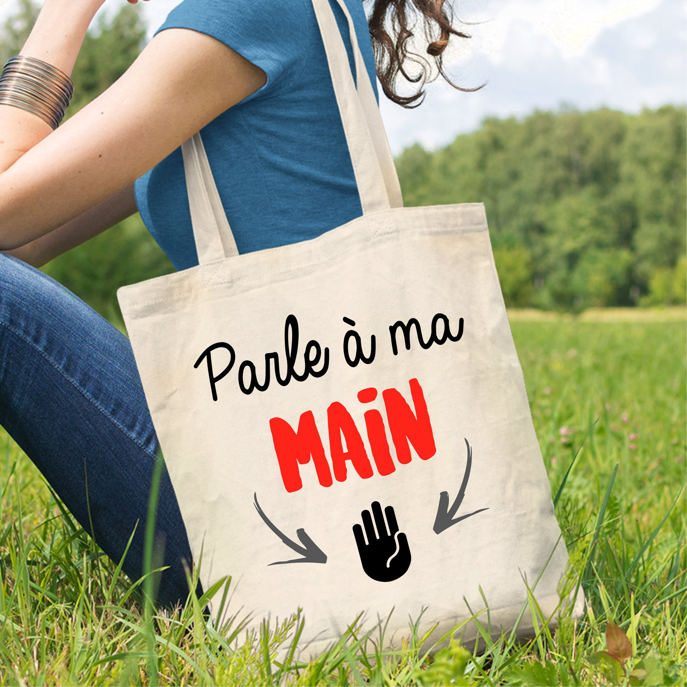 Tote bag Parle à ma main Beige