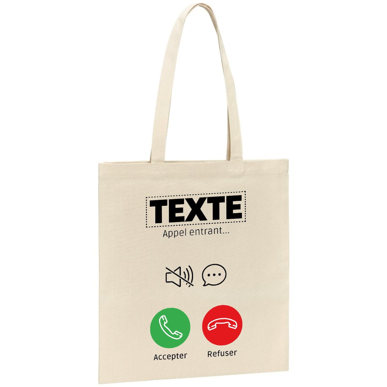 Tote bag Personnalisé Appel de "votre texte" Beige