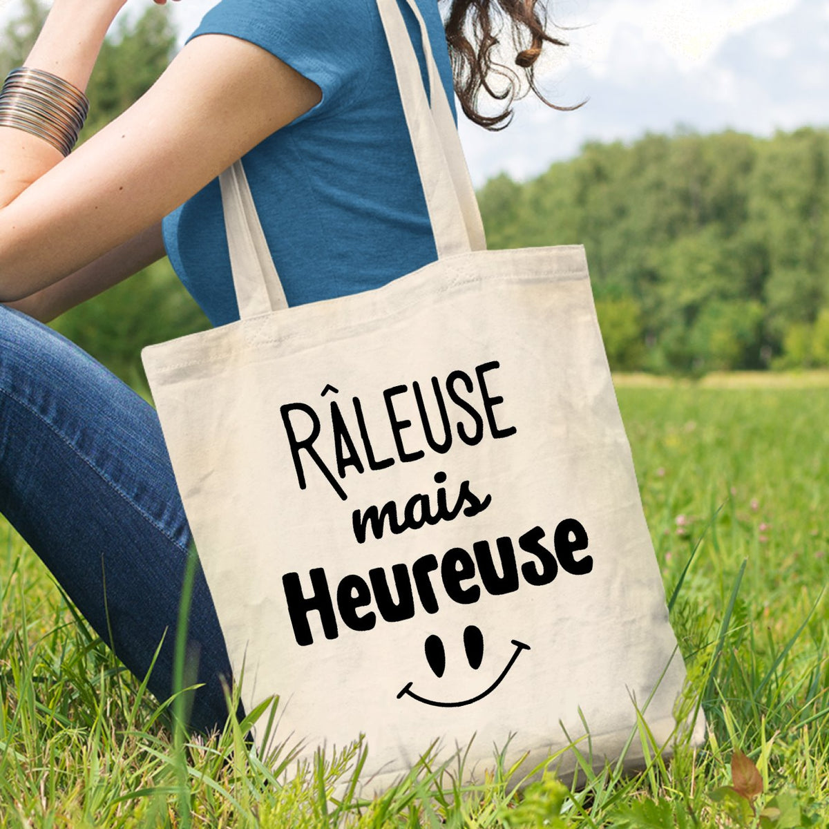 Raleuse Tote bag Râleuse mais heureuse | Idée cadeau original