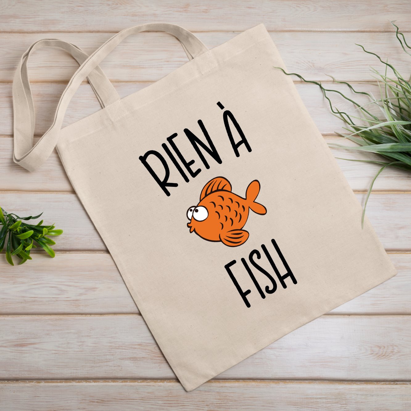 Tote bag Rien à fish Beige